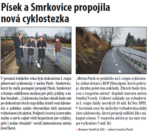 Článek Písecký zpravodaj únor 2014