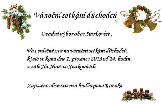 Vánoční setkání důchodců 2013 Smrkovice