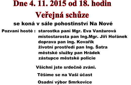Veřejná schůze 4.11.2015